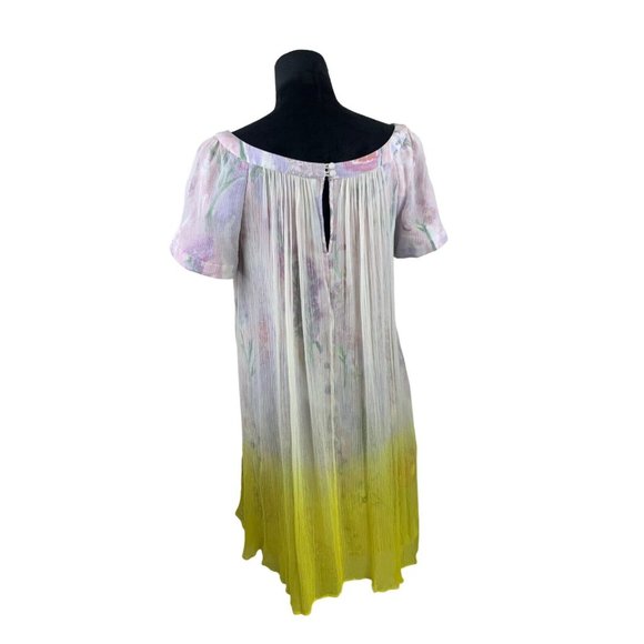 Anthropologie HD in Paris Dipped Chroma Swing Dress 8 Floral Gauze Overlay Ombre - Picture 4 of 11